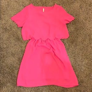 Pink Scallop Shift Dress